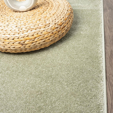 Haze Solid Low-pile Area Rug Green